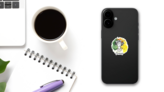 Taurus Zodiac Sign Green Yellow Watercolor Sticker on a Phone (New) example
