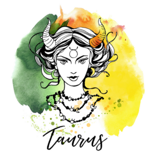 Taurus Zodiac Sign Green Yellow Watercolor Sticker