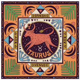 Taurus Zodiac Sign Horoscope Square Illustration Sticker