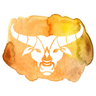 Taurus Zodiac Sign On Yellow Watercolor Sticker