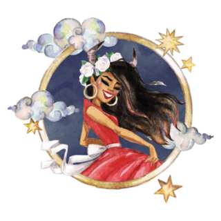 Taurus - Zodiac Symbol Watercolor Clouds Sticker