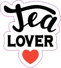 Tea Lover With Red Heart Hand Lettering Sticker