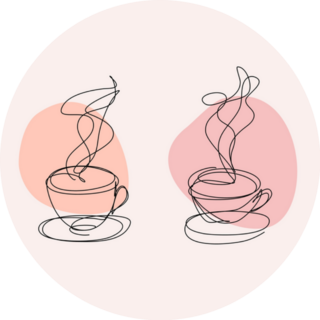 Tea Mugs Line Art Abstract Illustration Sticker