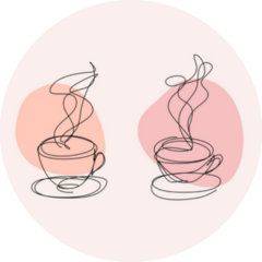 Tea Mugs Line Art Abstract Illustration Sticker