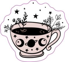 Tea Time, Doodle Illustration For Herbal Potion Sticker