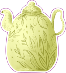 Tea Time Hand Draw Colorful Illustration Sticker