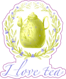 Tea Time Kettle With Burberry And Leaf Print Sticker