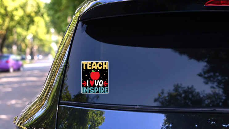 Teach Love Inspire Teacher Lettering Sticker on a Rear Car Window (New) example