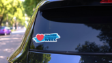Teacher Appreciation Week Heart Illustration Sticker on a Rear Car Window (New) example