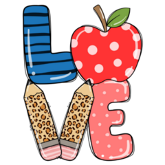 Teacher Cute Love Lettering Sticker