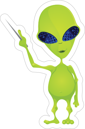 Teaching Green Alien Sticker