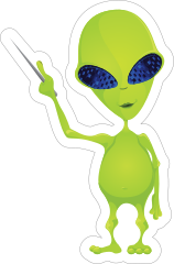Teaching Green Alien Sticker