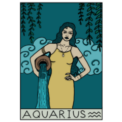 Teal Aquarius Zodiac Water Woman Sticker 