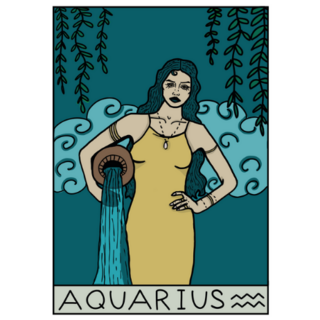 Teal Aquarius Zodiac Water Woman Sticker 