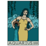 Teal Aquarius Zodiac Water Woman Sticker 