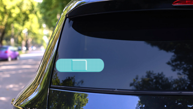 Teal Band Aid Bandage Sticker on a Rear Car Window (New) example