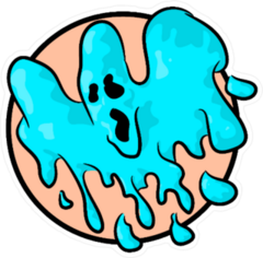 Teal Ghost Circle Sticker