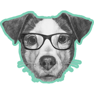 Teal Glasses Jack Russel Sticker