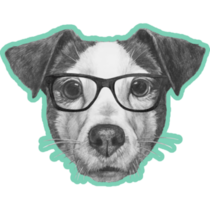 Teal Glasses Jack Russel Sticker