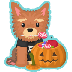 Teal Halloween Yorkie Sticker