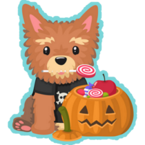 Teal Halloween Yorkie Sticker