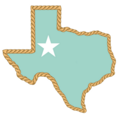 Teal Texas Map With Lasso Rope Frame Sticker