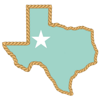 Teal Texas Map With Lasso Rope Frame Sticker