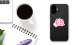 Team Bride Pink Hearts Sticker on a Phone (New) example