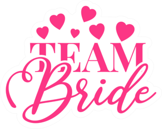 Team Bride Pink Hearts Sticker