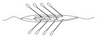 Team Member Rowing Boat One Line Drawing Sticker