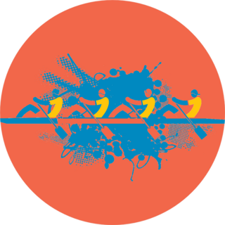 Team Of Four Rowers Grunge Stylized Sticker