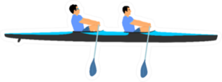 Teamwork Of Two Kayakers Rowing Together Sticker