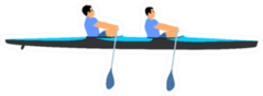 Teamwork Of Two Kayakers Rowing Together Sticker