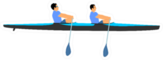 Teamwork Of Two Kayakers Rowing Together Sticker