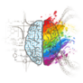 Technical And Art Hemispheres On Human Brain Sticker