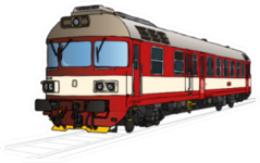 Technical Illustration Of Train, Locomotive Red Sticker