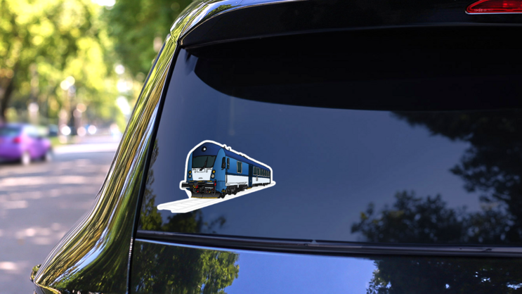 Technical Illustration Of Train, Locomotive Sticker on a Rear Car Window (New) example