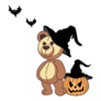 Teddy Bear Wearing Witch Hat With Halloween Pumpkin Sticker
