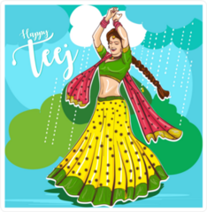 Teej Festival Celebration Of India Dancing Sticker