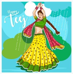 Teej Festival Celebration Of India Dancing Sticker