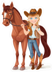 Teen Cowgirl and Horse Sticker