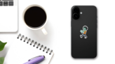 Teenage Cartoon Zombie Sticker on a Phone (New) example