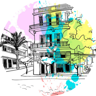 Tel Aviv, Israel Ink Line Sketch Sticker