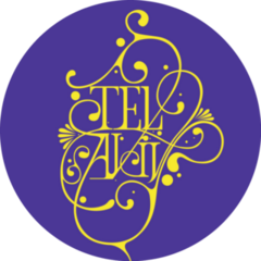 Tel Aviv Israel Ornate Typography On Purple Sticker