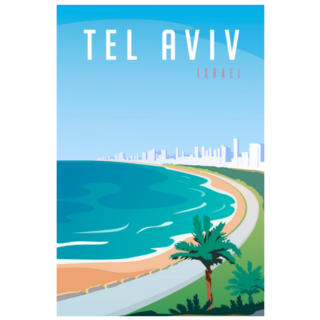 Tel Aviv, Israel Retro Poster Sticker