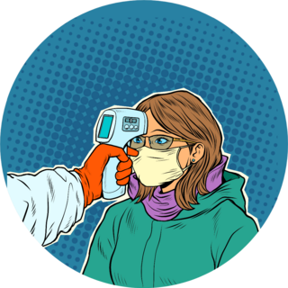 Temperature Taken Of Woman In A Medical Mask Pop Art Sticker
