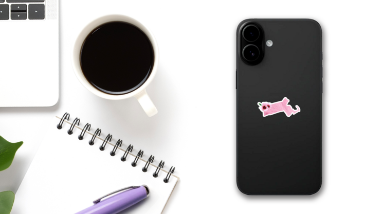 Tender Pink Colors State Massachusetts Sticker on a Phone (New) example