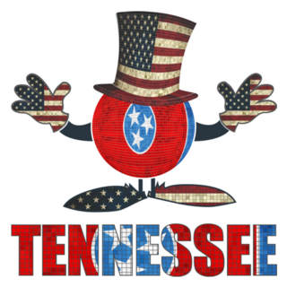 Tennessee Ball With American Hat And Hands Illustration Sticker