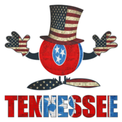 Tennessee Ball With American Hat And Hands Illustration Sticker