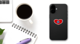 Tennessee Flag Heart Shape Sticker on a Phone (New) example